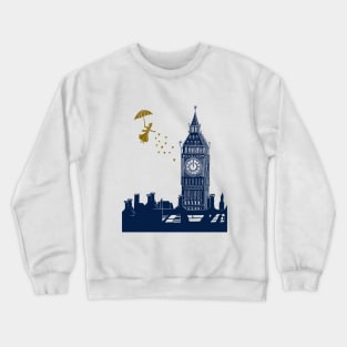 Mary Poppins and Big Ben Linocut Crewneck Sweatshirt